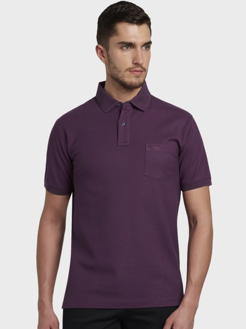 

ColorPlus Men Violet Solid Polo Collar T-shirt