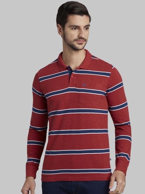 

Parx Men Red Striped Polo Collar T-shirt