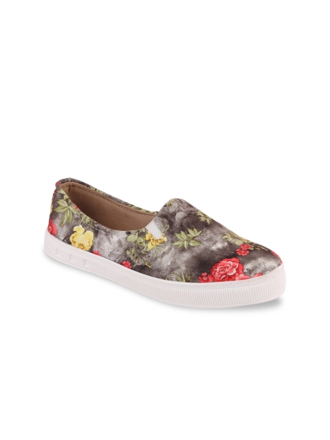 

FAUSTO Women Grey Printed Slip-On Sneakers