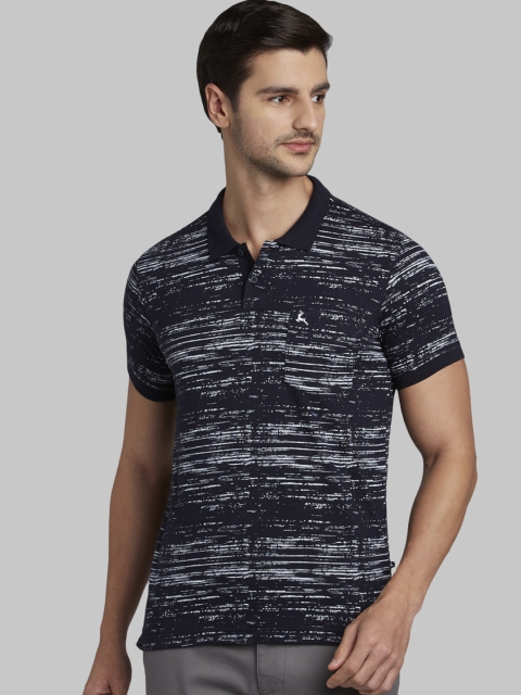 

Parx Men Black Printed Polo Collar T-shirt