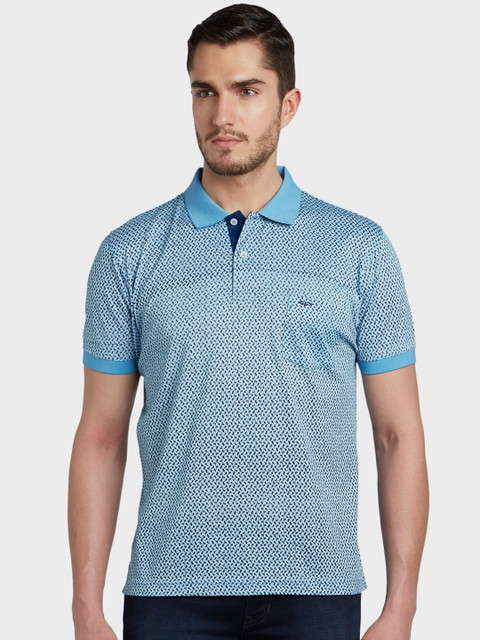 

ColorPlus Men Blue Floral Printed Polo Collar T-shirt