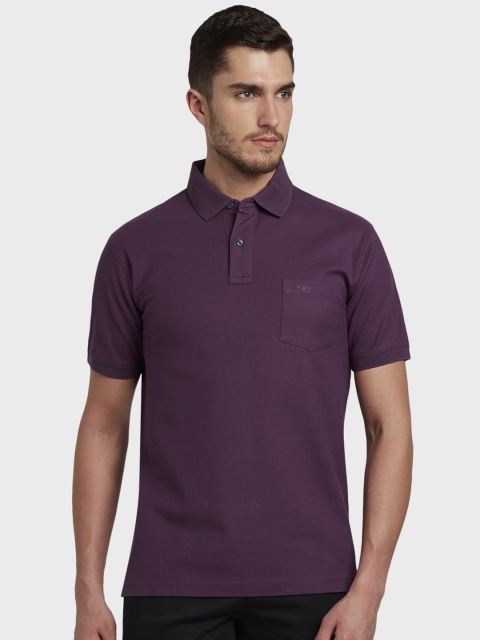 

ColorPlus Men Violet Solid Polo Collar T-shirt