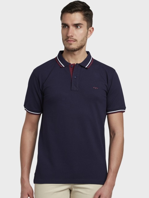 

ColorPlus Men Navy Blue Solid Polo Collar T-shirt