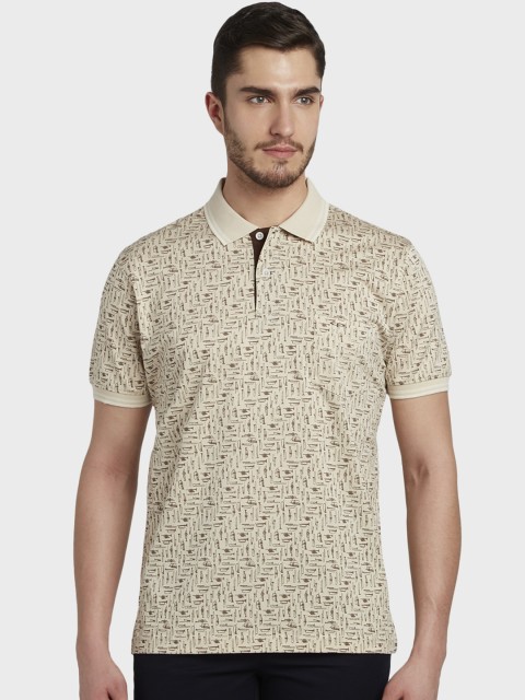 

ColorPlus Men Beige Printed Polo Collar T-shirt