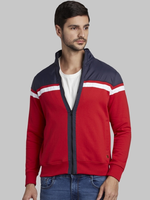 

Parx Men Red & Navy Blue Colourblocked Sweatshirt
