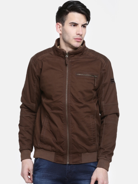 

t-base Men Brown Solid Lightweight Bomber Jacket