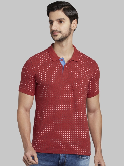 

Parx Men Red Printed Polo Collar T-shirt