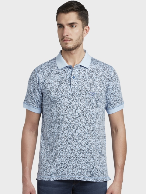 

ColorPlus Men Blue Floral Printed Polo Collar T-shirt