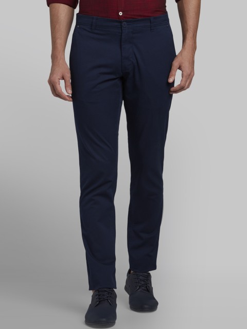 

Parx Men Navy Blue Tapered Fit Solid Regular Trousers