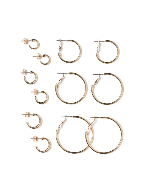 

H& M Women Gold-Toned 6 pairs Hoop Earrings