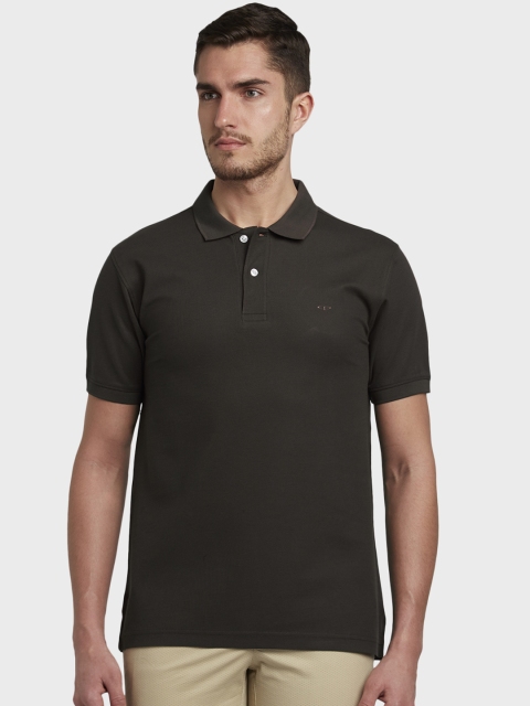 

ColorPlus Men Brown Solid Polo Collar T-shirt