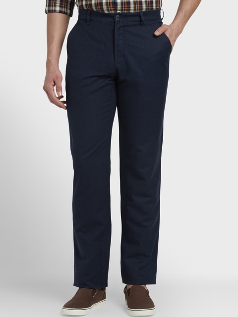 

ColorPlus Men Navy Blue Tapered Fit Solid Regular Trousers