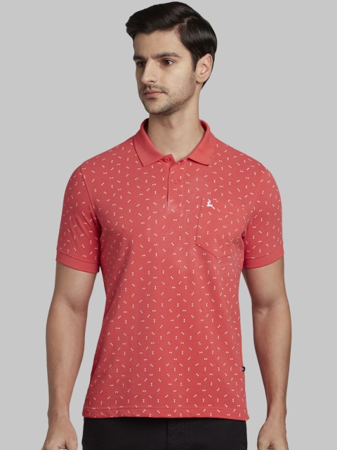 

Parx Men Orange Printed Polo Collar T-shirt