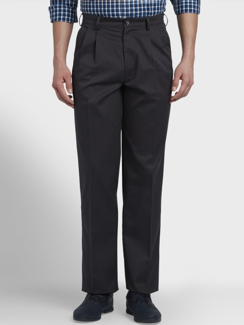 

ColorPlus Men Grey Regular Fit Solid Formal Trousers