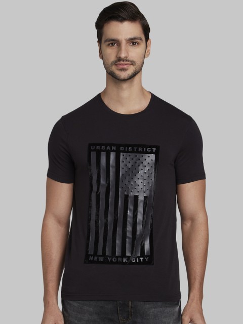 

Parx Men Black Printed Round Neck T-shirt