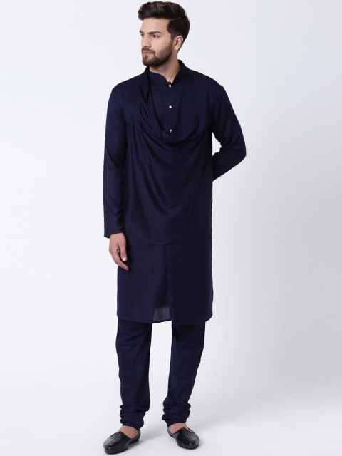 

I Know Men Navy Blue Solid Kurta with Churidar