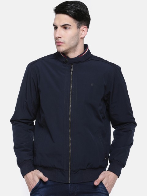

t-base Men Navy Blue Solid Lightweight Bomber Jacket