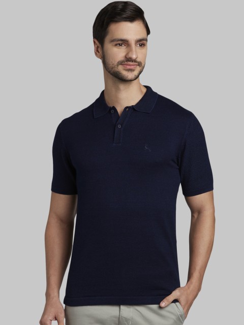 

Parx Men Navy Blue Solid Polo Collar T-shirt