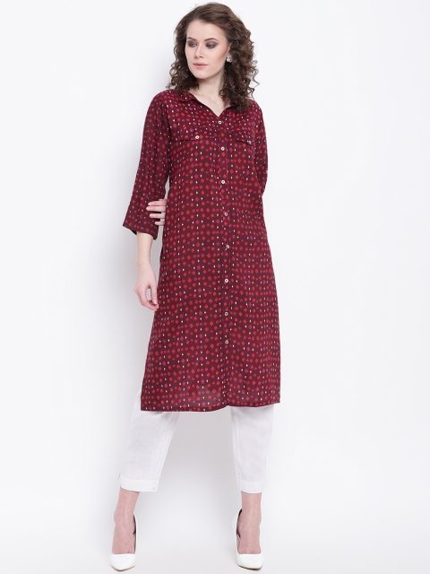 

Napra Women Maroon Printed Kurta