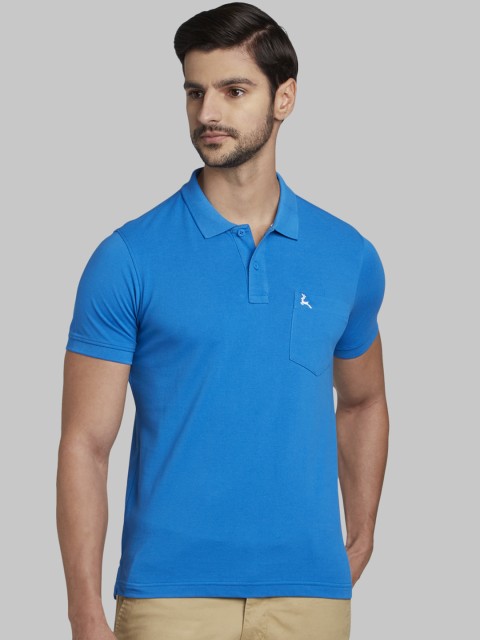 

Parx Men Blue Solid Polo Collar T-shirt