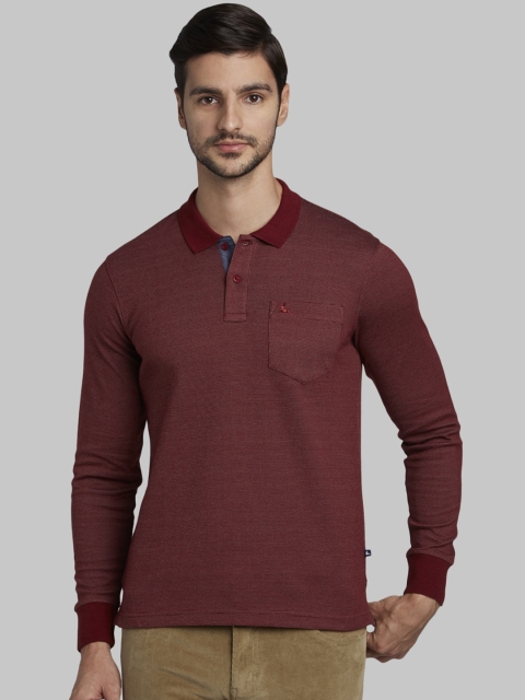 

Parx Men Maroon Solid Polo Collar T-shirt