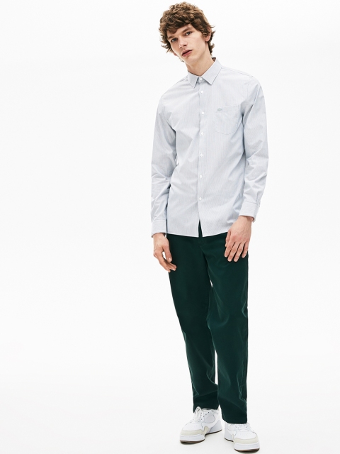 

Lacoste Men White & Black Regular Fit Striped Casual Shirt