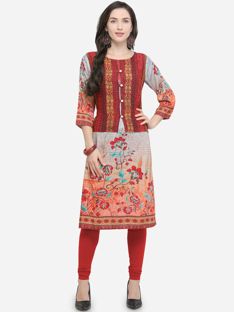 

Stylee LIFESTYLE Women Maroon Printed A-Line Kurta