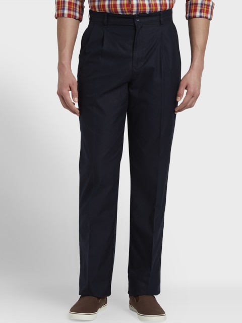 

ColorPlus Men Navy Blue Regular Fit Solid Regular Trousers