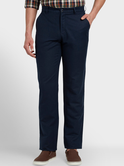

ColorPlus Men Navy Blue Tapered Fit Solid Regular Trousers