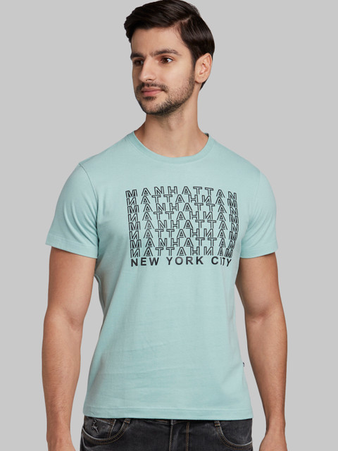 

Parx Men Green Printed Round Neck T-shirt
