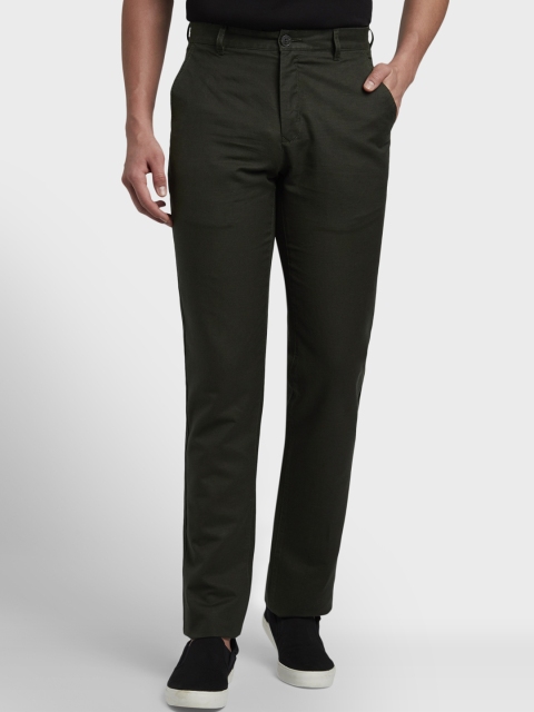 

ColorPlus Men Green Tapered Fit Solid Formal Trousers