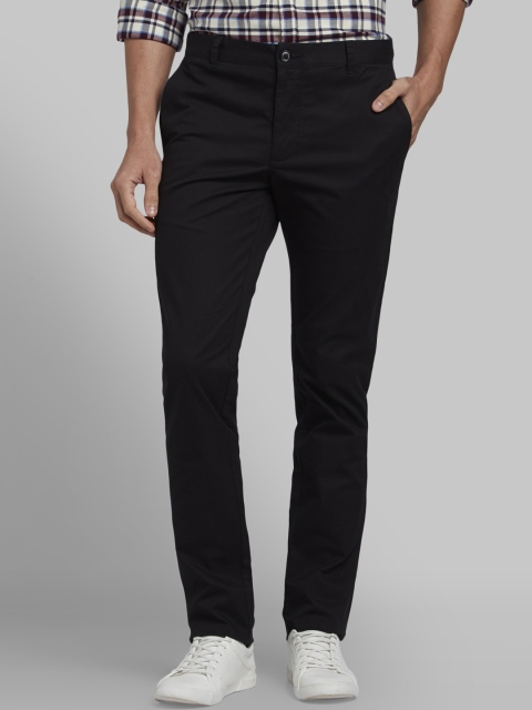 Parx Men Black Tapered Fit Solid Regular Trousers