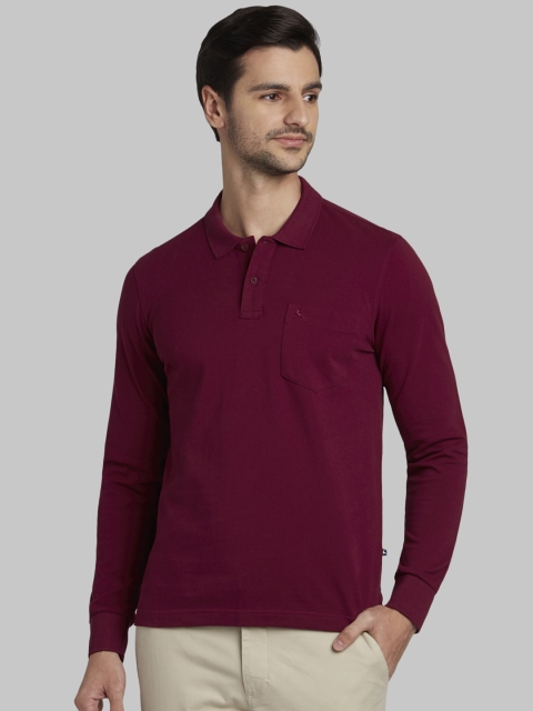 

Parx Men Maroon Solid Polo Collar T-shirt