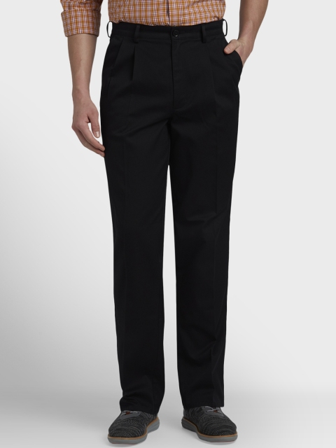 ColorPlus Men Black Solid Regular Trousers