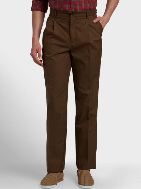 

ColorPlus Men Brown Solid Regular Trousers