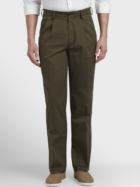 

ColorPlus Men Olive Green Regular Fit Solid Regular Trousers