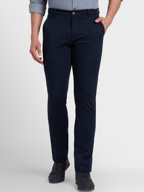 

ColorPlus Men Blue Solid Regular Trousers