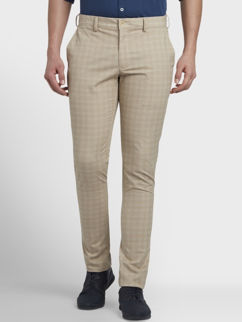 

ColorPlus Men Brown Regular Fit Checked Formal Trousers