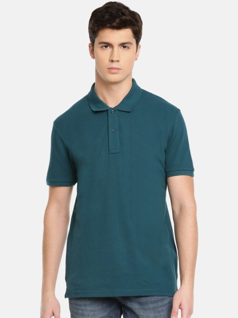 

Celio Men Teal Green Solid Polo Collar T-shirt