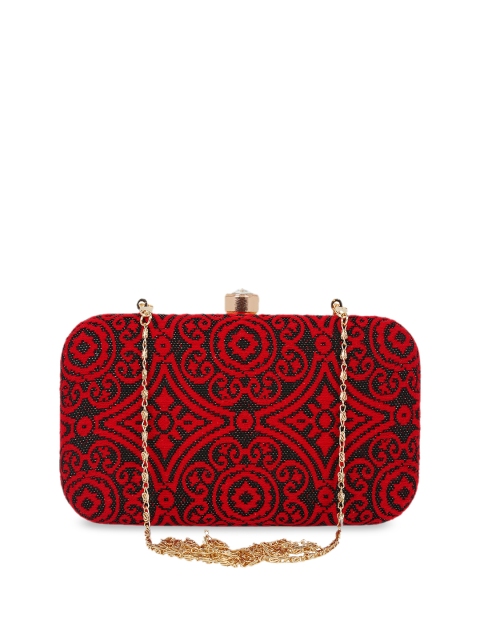

Anekaant Black & Red Textured Clutch