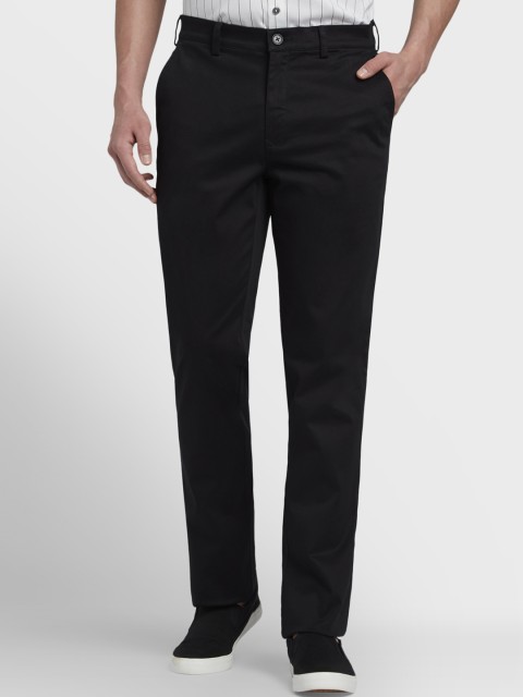 

ColorPlus Men Black Tapered Fit Solid Regular Trousers