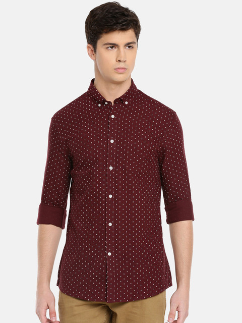 

Celio Men Burgundy Regular Fit Printed Casual Shirt