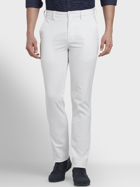 

ColorPlus Men White Tapered Fit Solid Regular Trousers