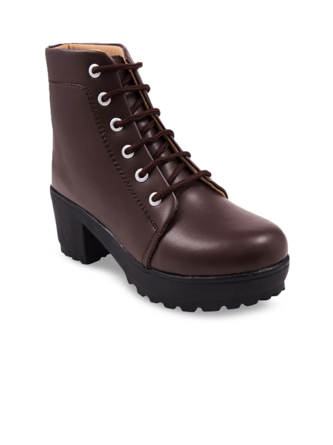 

ZAPATOZ Women Brown Solid Heeled Boots