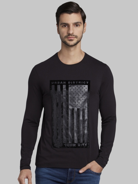 

Parx Men Black Printed Round Neck T-shirt