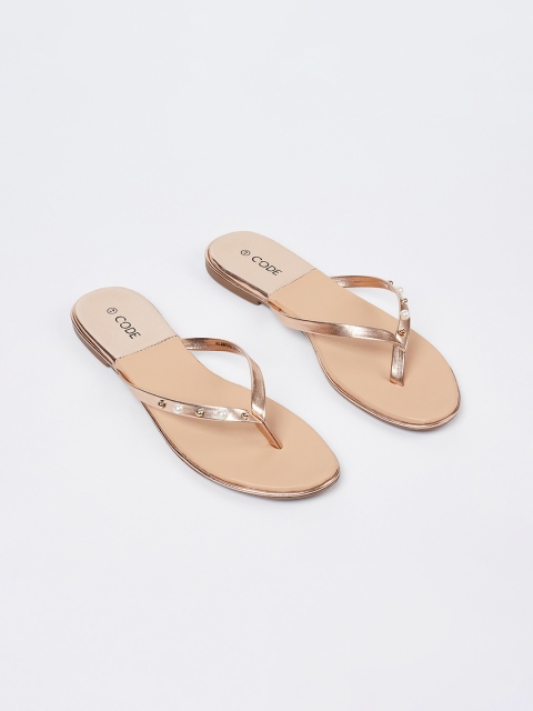 

CODE by Lifestyle Women Gold-Toned Solid Open Toe Flats