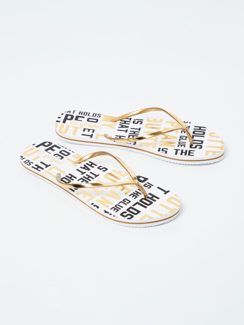 

Ginger by Lifestyle Women White Printed Thong Flip-Flops