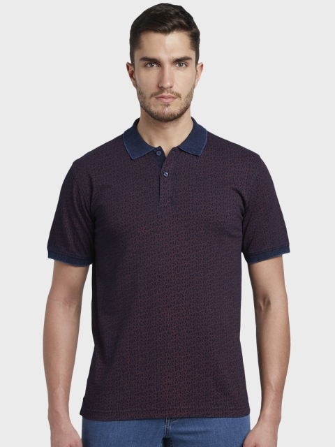 

ColorPlus Men Blue Printed Polo Collar T-shirt