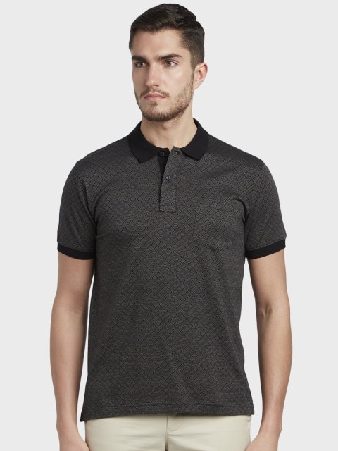 

ColorPlus Men Black Checked Polo Collar T-shirt