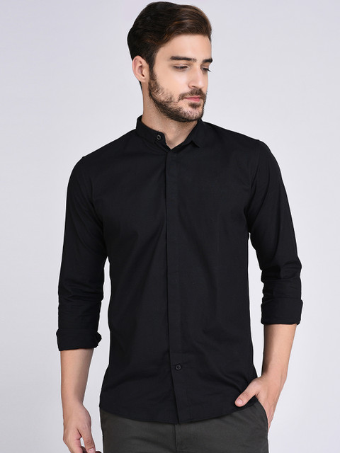 

Rigo Men Black Manhattan Slim Fit Solid Casual Shirt